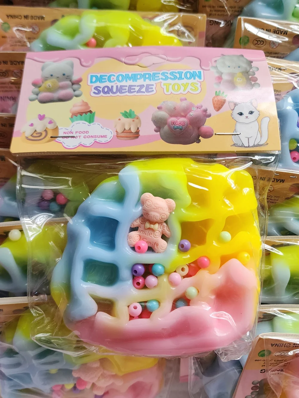 Pastel Rainbow Decompression Squeeze Toy Waffle.